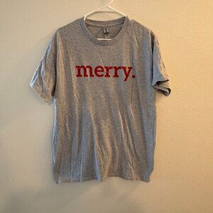Gildan Size Large Gray Merry Tshirt